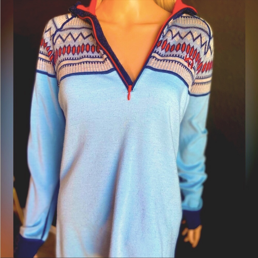 Kari Traa Wool snow ski base layer half zip XL